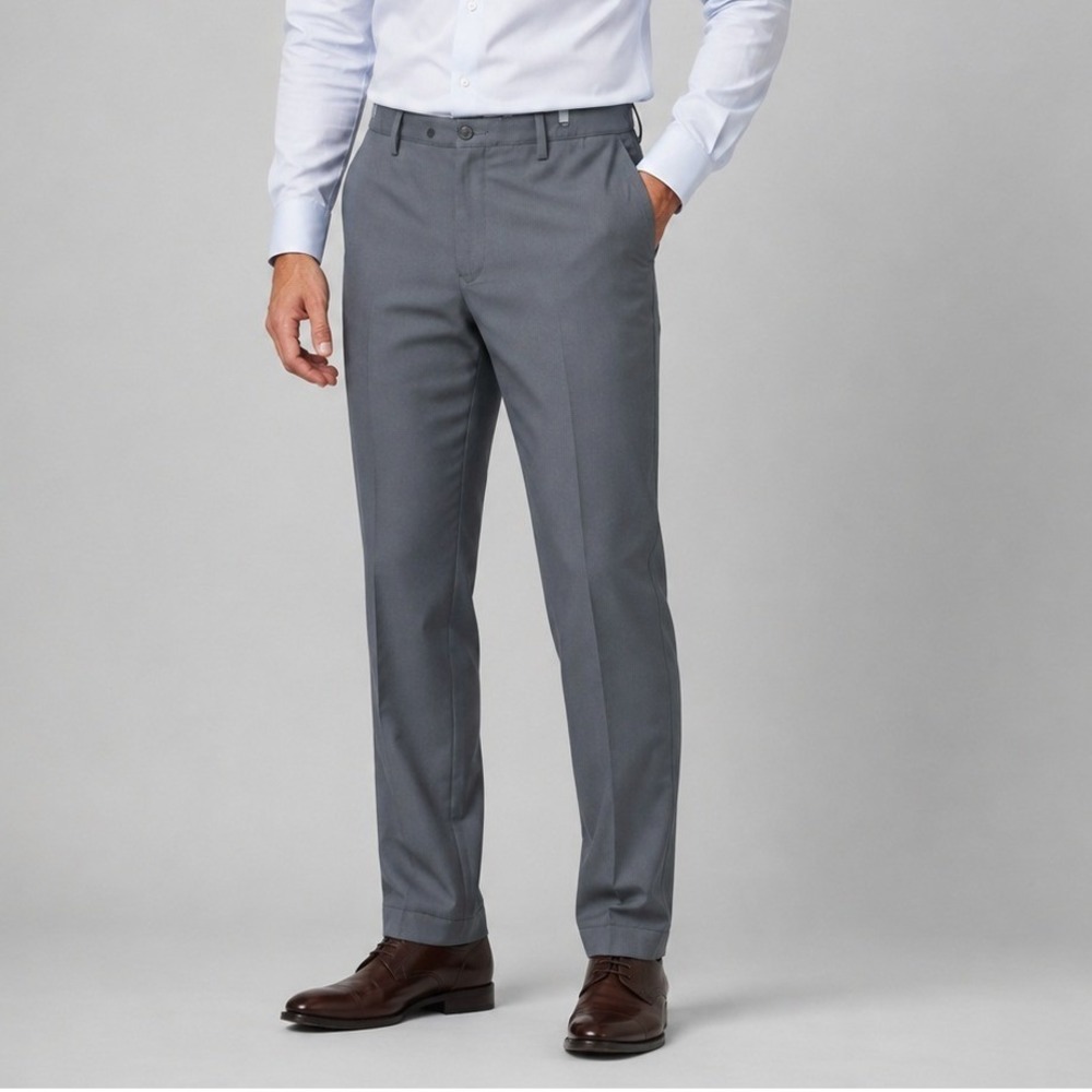 Lands End Mens Traditional Fit Chino Pants 36 Long Gray Classic Pleated Trousers